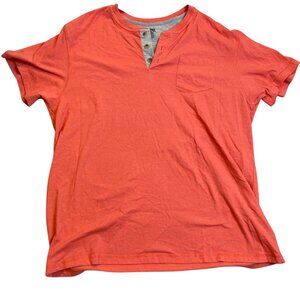 Lee Mens Henley Shirt XL Coral & Gray Regular Fit Pocket Detail